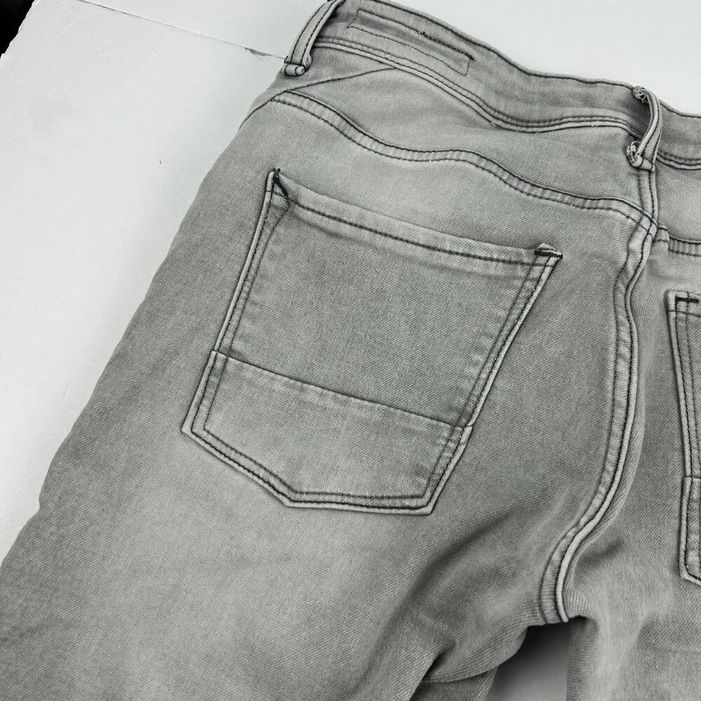 ED HARDY SKULLER Gray Wash Denim Straight Super Slim Jeans 34 Zip Fly